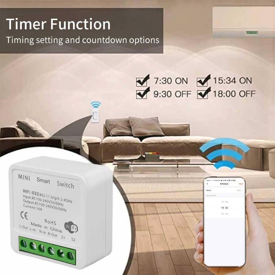 Mini interruptor inteligente Tuya con WiFi, dispositivo de automatizac