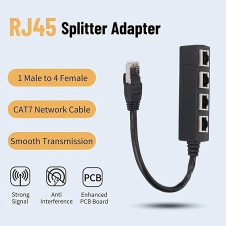 Convertidor divisor de Cable RJ45, adaptador de extensión de Cable de red CAT7, 1 macho a 4 hembra