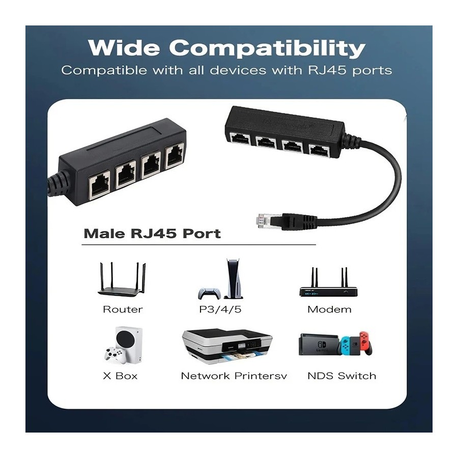 Convertidor divisor de Cable RJ45, adaptador de extensión de Cable de 