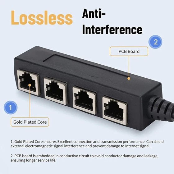 Convertidor divisor de Cable RJ45, adaptador de extensión de Cable de 