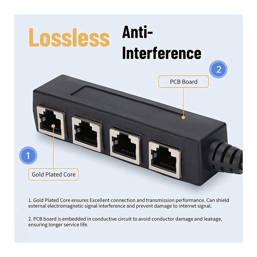 Convertidor divisor de Cable RJ45, adaptador de extensión de Cable de 
