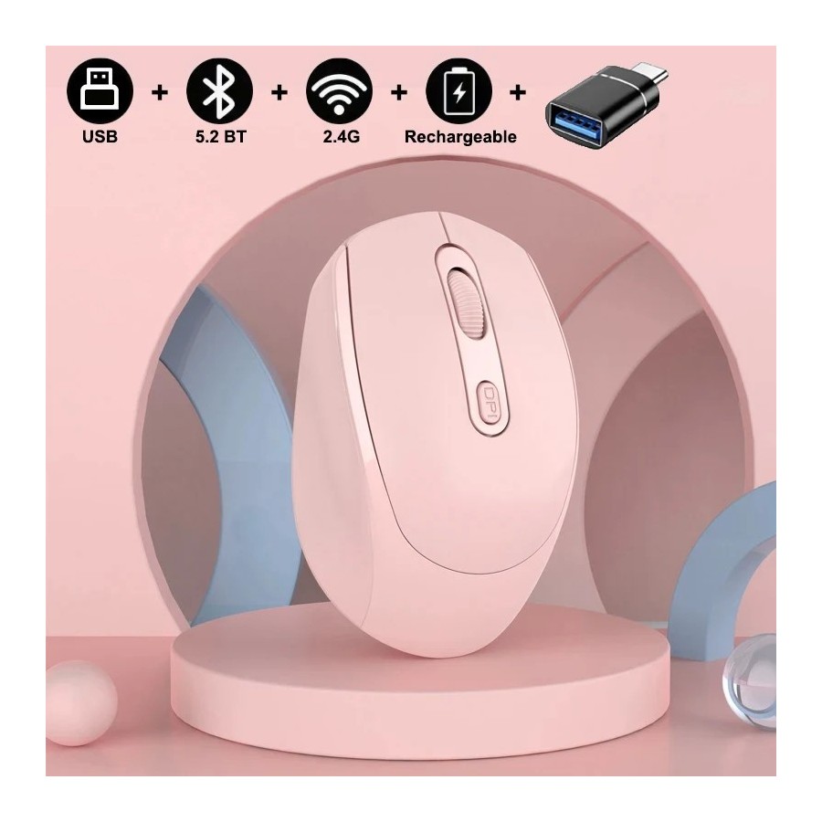 Ratón inalámbrico silencioso compatible con Bluetooth, Mouse óptico re