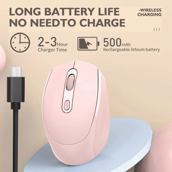 Ratón inalámbrico silencioso compatible con Bluetooth, Mouse óptico re