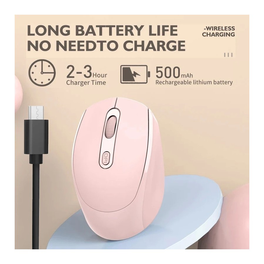 Ratón inalámbrico silencioso compatible con Bluetooth, Mouse óptico re