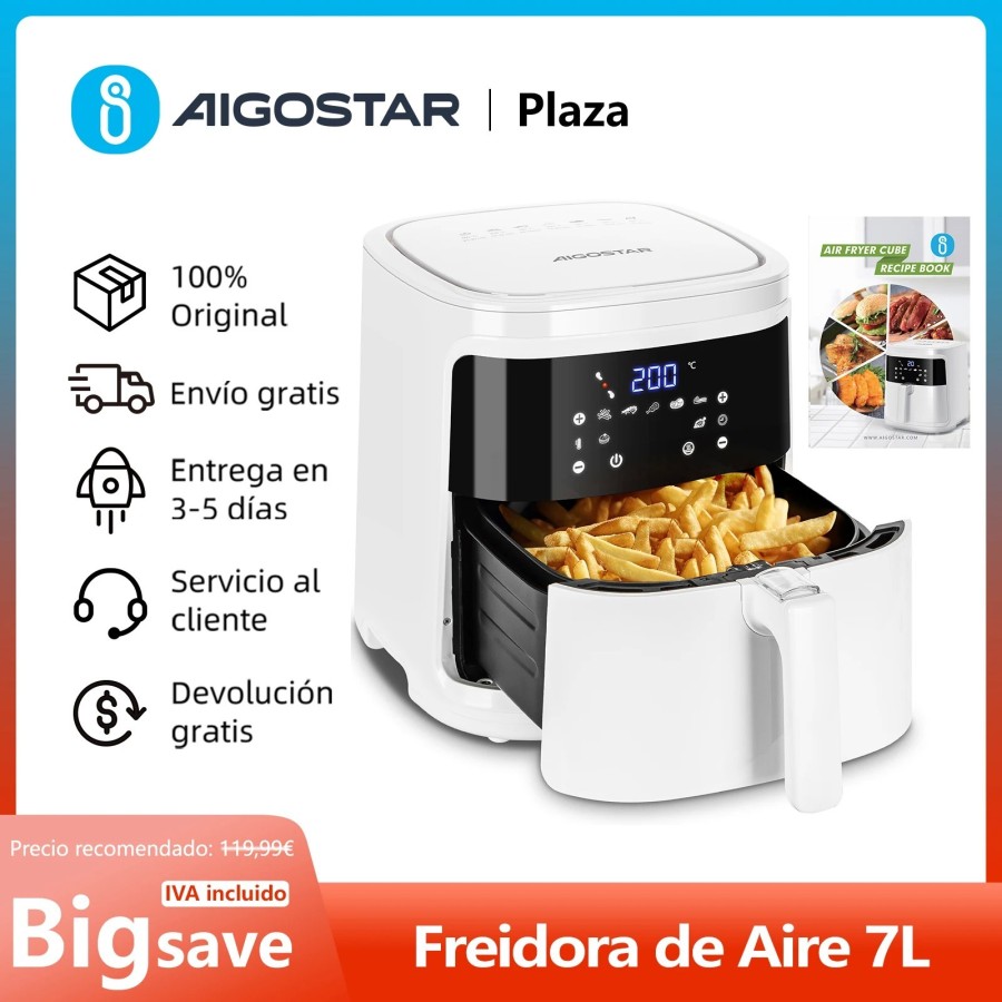 Freidora de Aire 7L Gran Capacidad, Horno de Aire Multifunción, Pantal