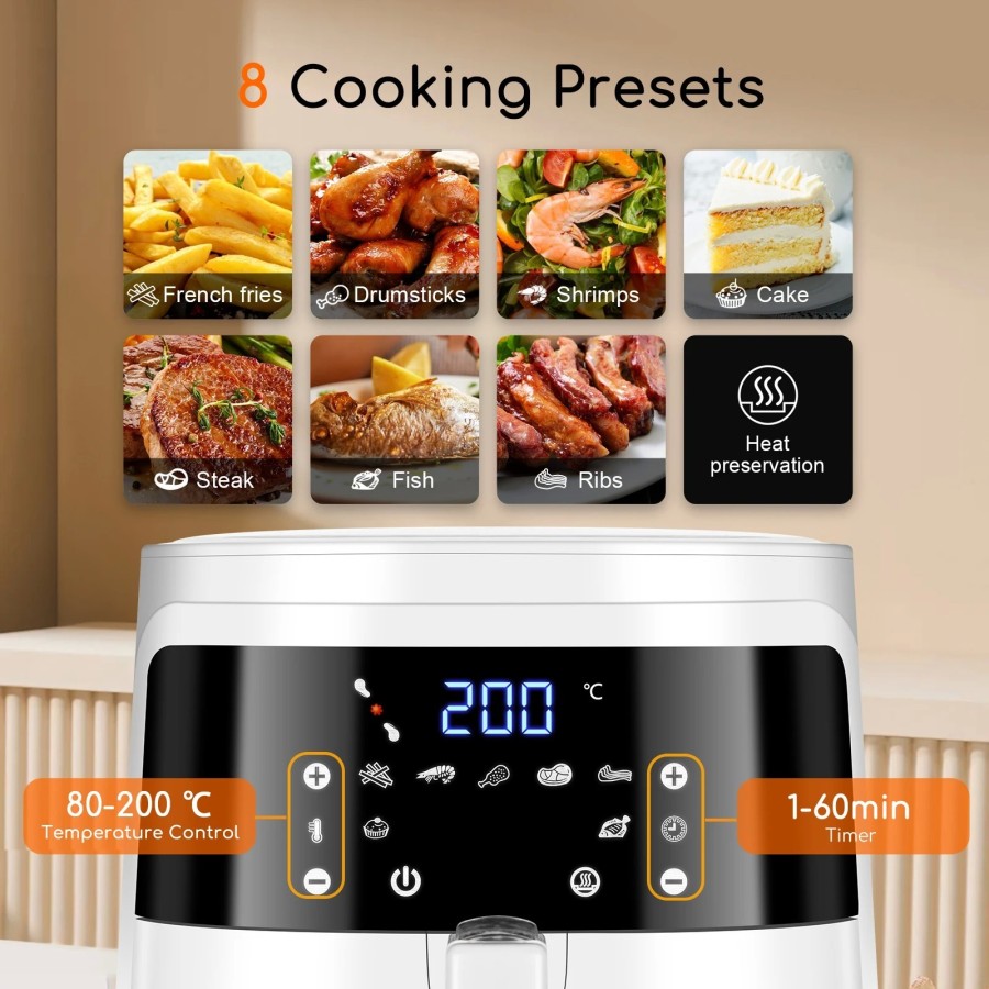 Freidora de Aire 7L Gran Capacidad, Horno de Aire Multifunción, Pantal