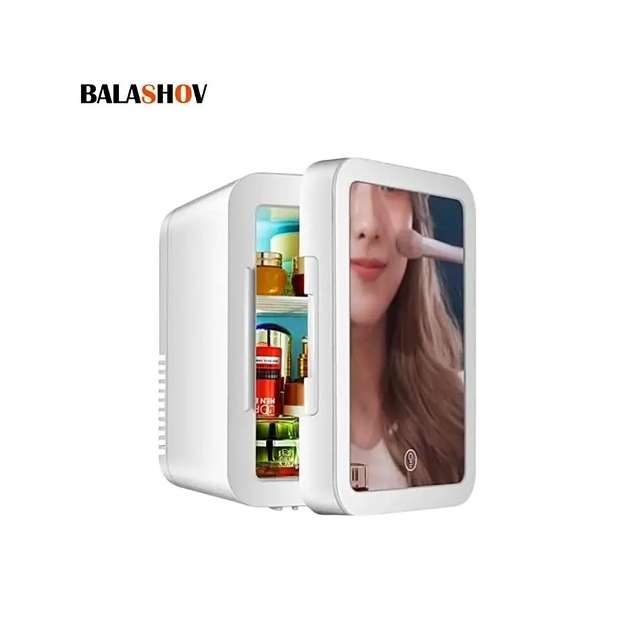 Mininevera de maquillaje con espejo de luz LED, refrigerador portátil Mininevera de maquillaje con espejo de luz LED, refrigerador portátil