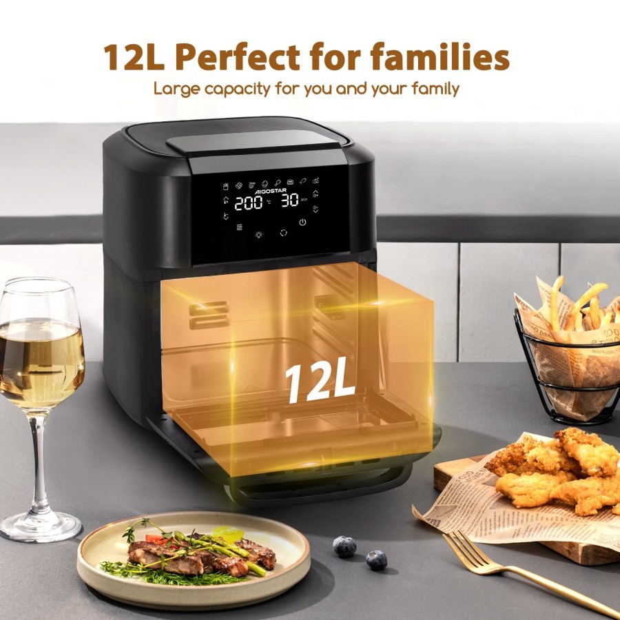 Freidora de Aire 12L Gran Capacidad, Horno de Aire Multifunción, Inclu