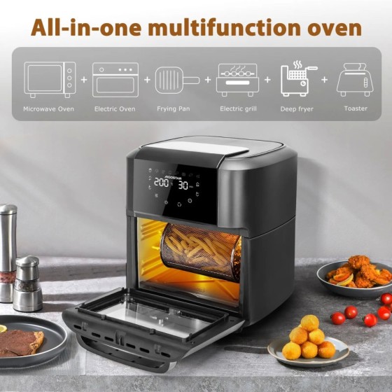 Freidora de Aire 12L Gran Capacidad, Horno de Aire Multifunción, Inclu