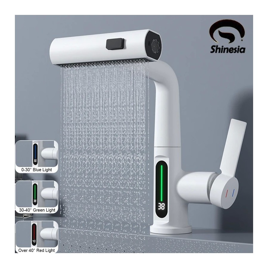 Shinesia-grifo de lavabo de lluvia con pantalla Digital LCD inteligent Shinesia-grifo de lavabo de lluvia con pantalla Digital LCD inteligent
