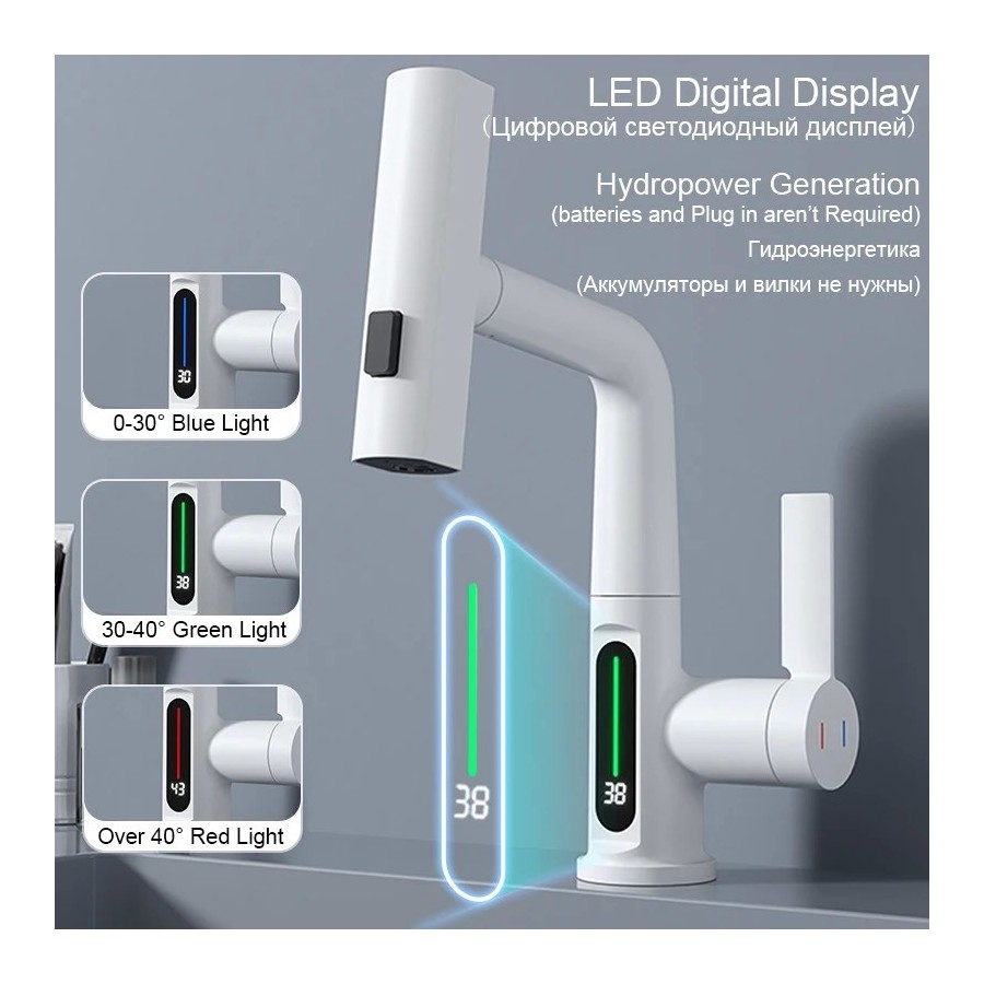 Shinesia-grifo de lavabo de lluvia con pantalla Digital LCD inteligent