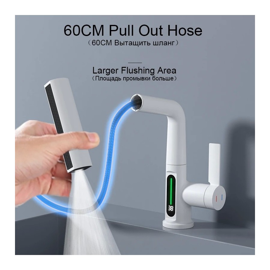 Shinesia-grifo de lavabo de lluvia con pantalla Digital LCD inteligent