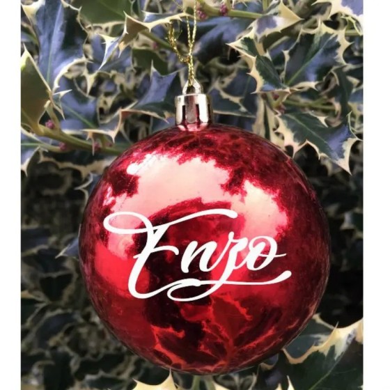 Bola navidad personalizada roja 8 cm decoración árbol navidad