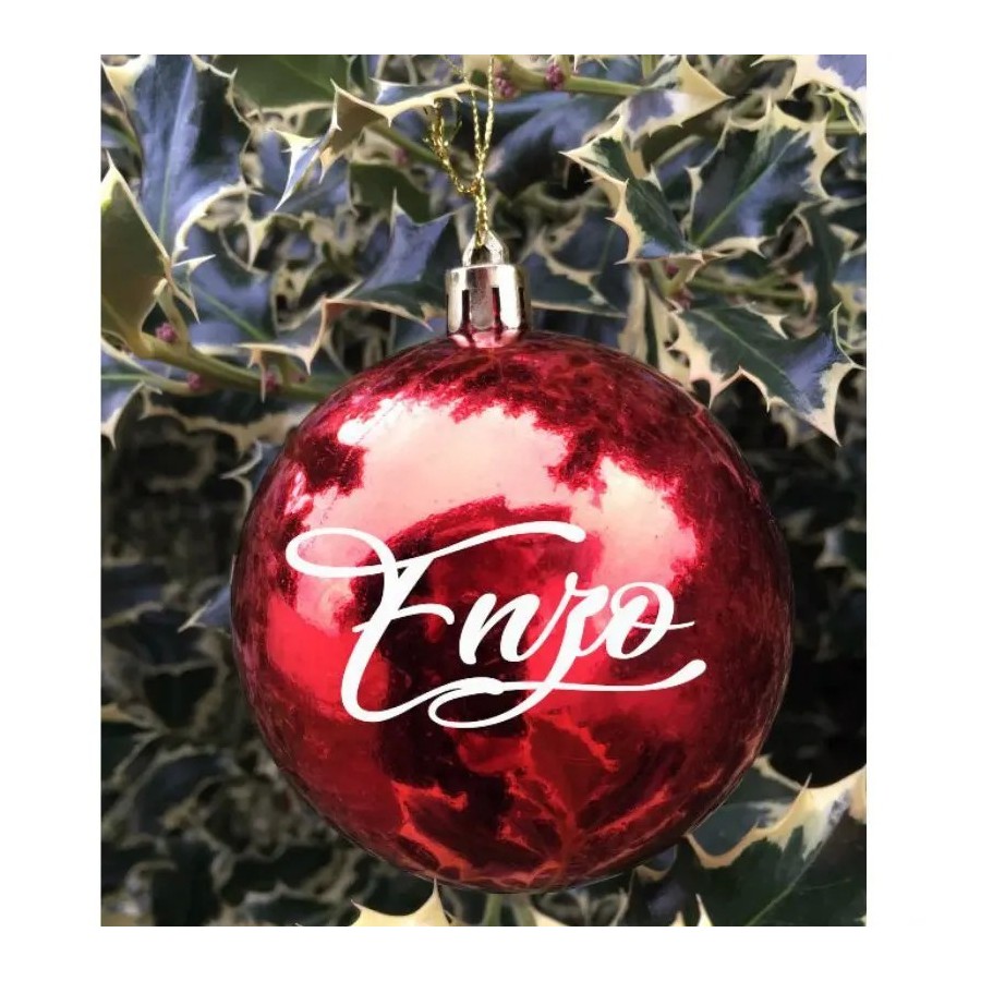 Bola navidad personalizada roja 8 cm decoración árbol navidad
