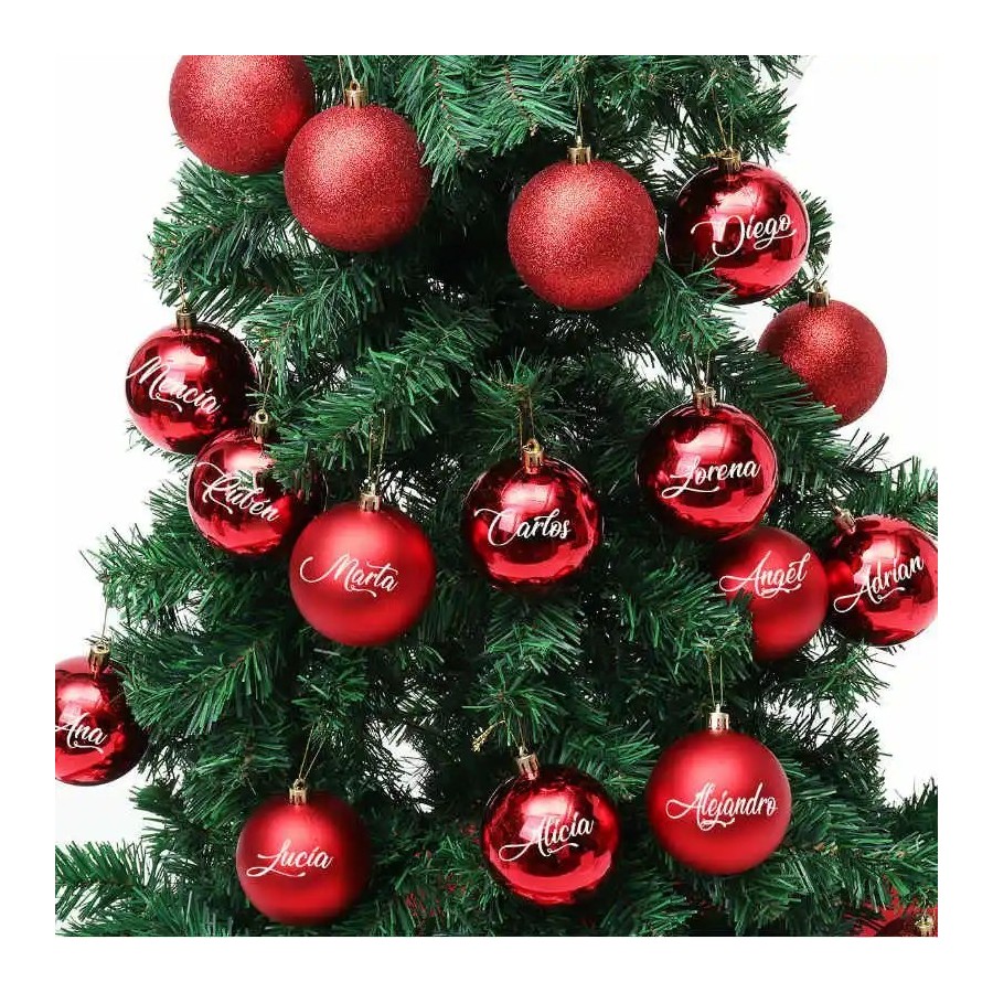 Bola navidad personalizada roja 8 cm decoración árbol navidad