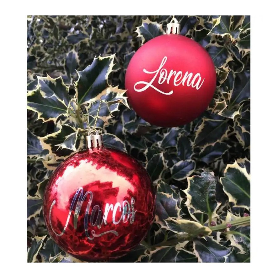 Bola navidad personalizada roja 8 cm decoración árbol navidad