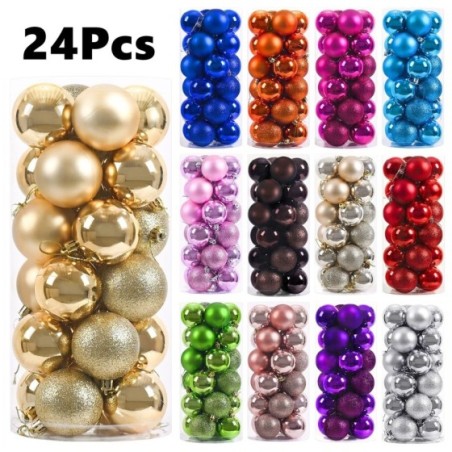 24 Uds bolas de Navidad 4/6CM bola grande adornos colgantes para árbol de Navidad para decoración de fiesta en casa accesorios d