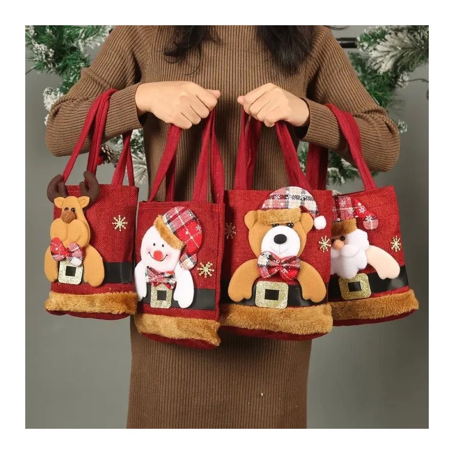 1 Uds. Bolsas de regalo de Navidad, bolsos de mano, bolsas de dulces, 
