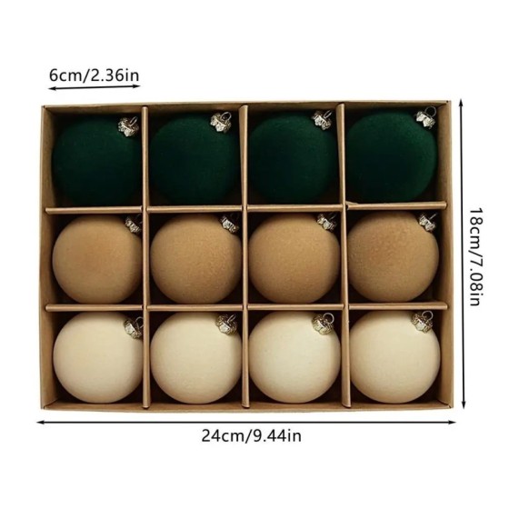 Adornos de bolas de terciopelo flocados de 6cm, 12 Uds., colgantes dec