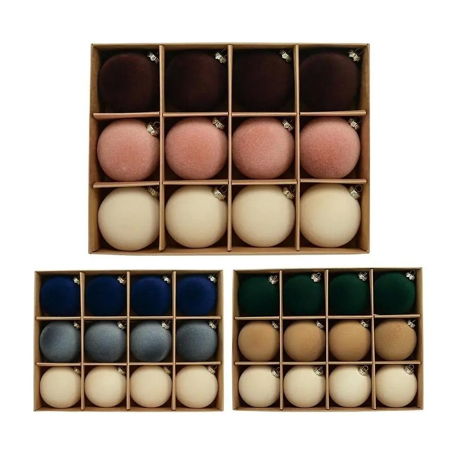 Adornos de bolas de terciopelo flocados de 6cm, 12 Uds., colgantes dec