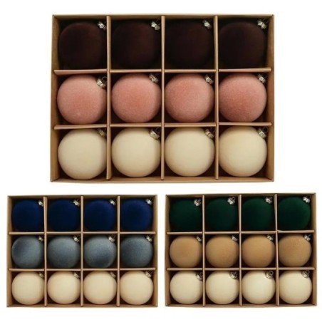 Adornos de bolas de terciopelo flocados de 6cm, 12 Uds., colgantes decorativos de bolas de árbol de Navidad, suministros para fi