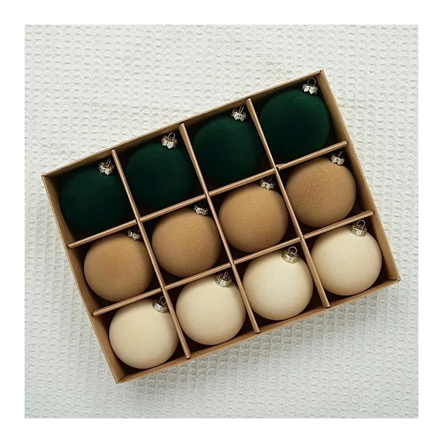 Adornos de bolas de terciopelo flocados de 6cm, 12 Uds., colgantes dec