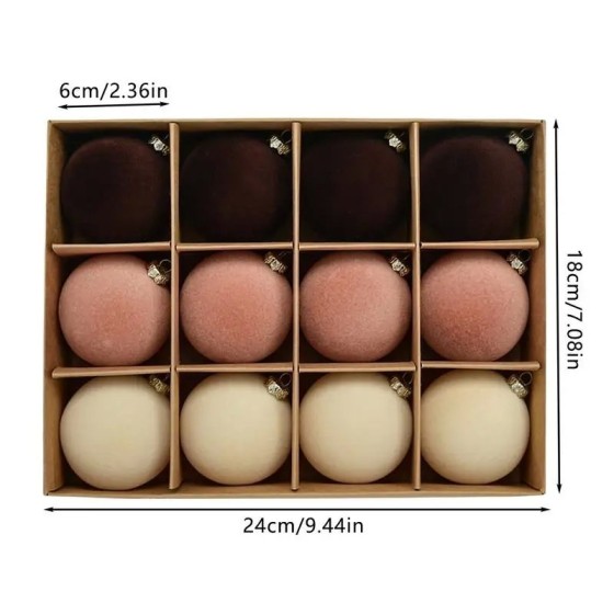 Adornos de bolas de terciopelo flocados de 6cm, 12 Uds., colgantes dec