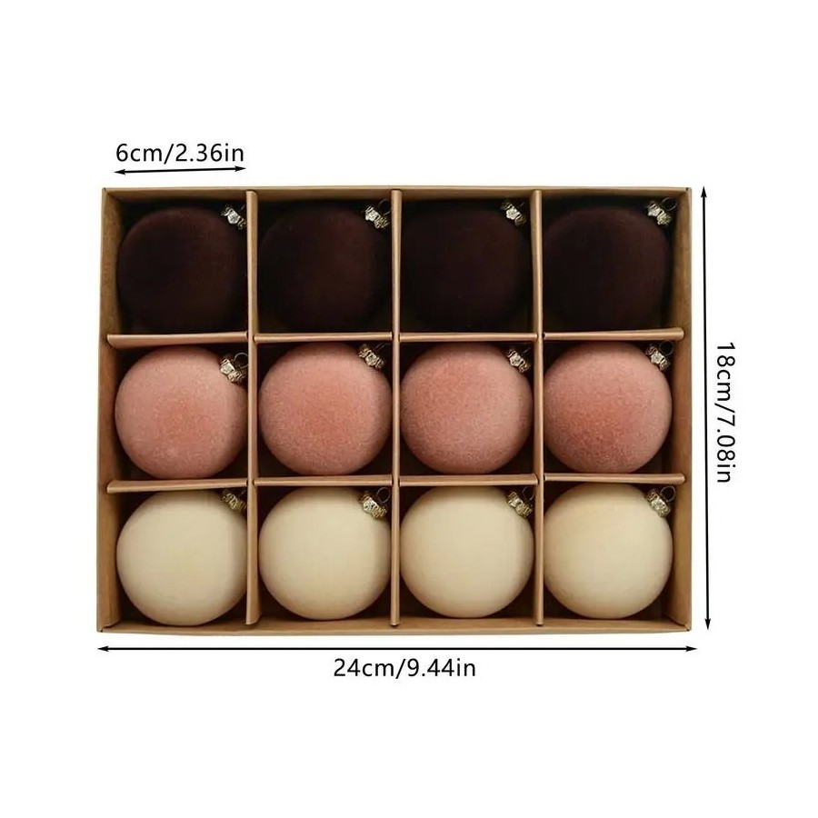 Adornos de bolas de terciopelo flocados de 6cm, 12 Uds., colgantes dec