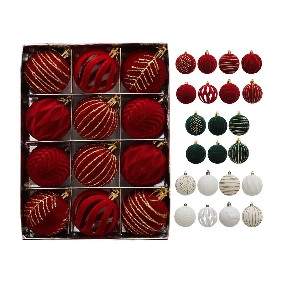 Adornos de bolas de Navidad, bolas colgantes de esferas de color rojo 