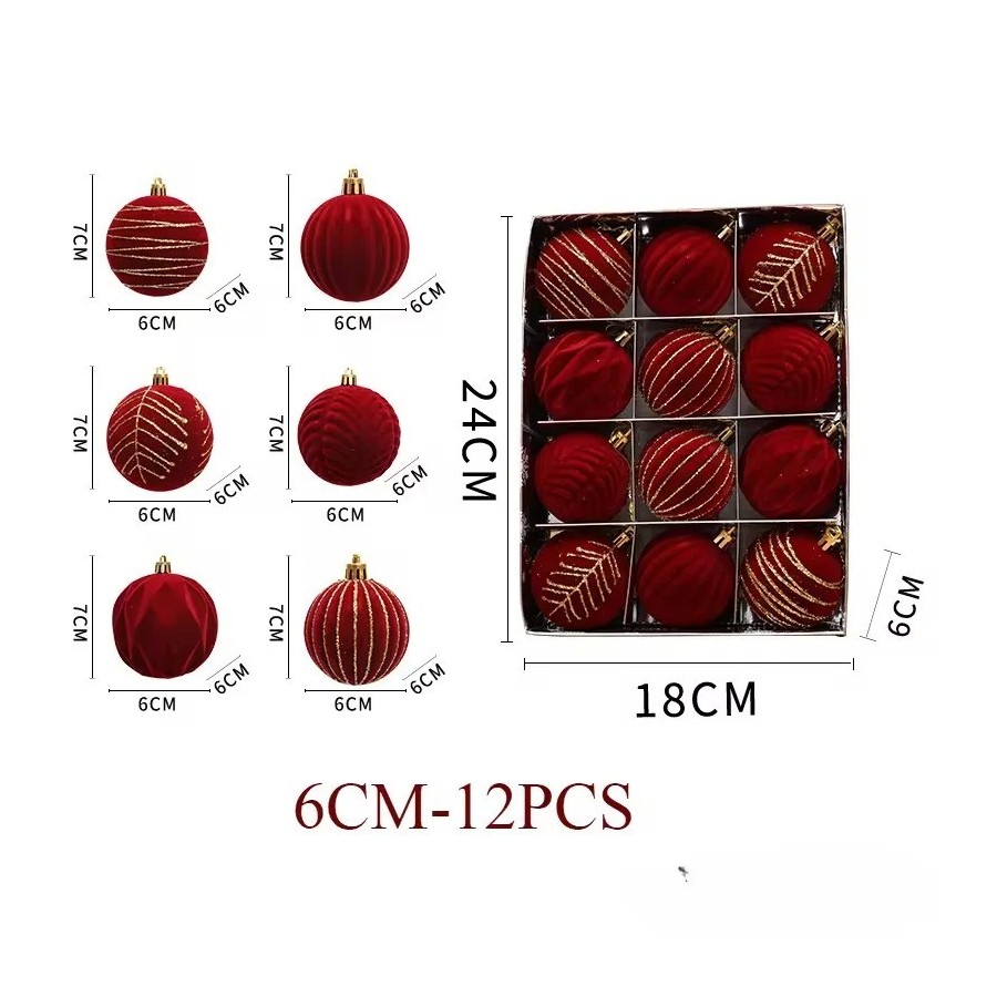 Adornos de bolas de Navidad, bolas colgantes de esferas de color rojo 