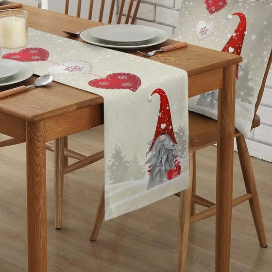 Copos de nieve navideños, gnomos, caminos de mesa de lino, tocador, bu Copos de nieve navideños, gnomos, caminos de mesa de lino, tocador, bu