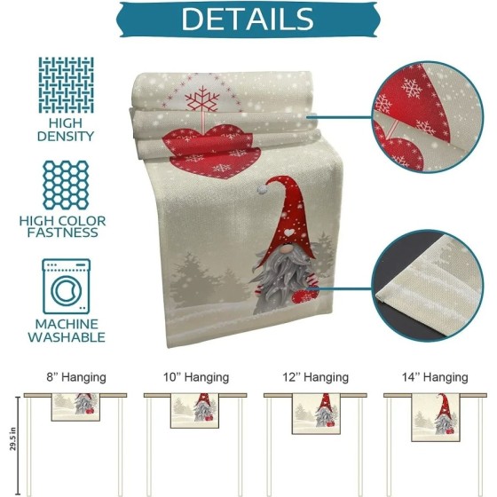 Copos de nieve navideños, gnomos, caminos de mesa de lino, tocador, bu Copos de nieve navideños, gnomos, caminos de mesa de lino, tocador, bu