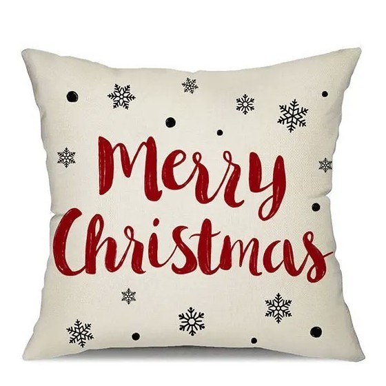 Fundas de almohada rojas de Navidad, decoración de copo de nieve, feli