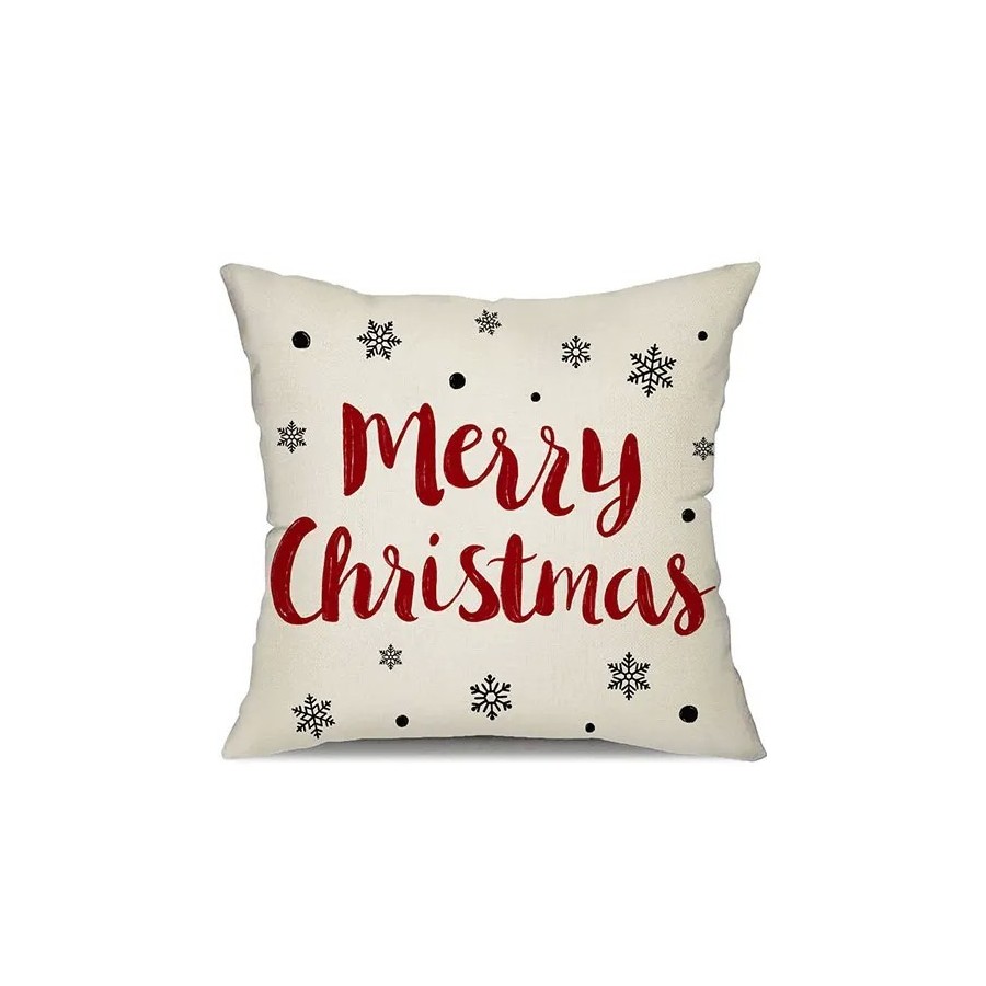 Fundas de almohada rojas de Navidad, decoración de copo de nieve, feli