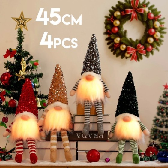 Muñeca de lentejuelas de Gnomo sin rostro, decoraciones navideñas, par Muñeca de lentejuelas de Gnomo sin rostro, decoraciones navideñas, par