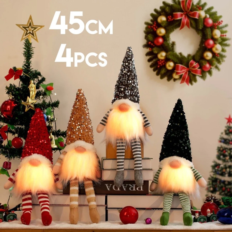 Muñeca de lentejuelas de Gnomo sin rostro, decoraciones navideñas, par Muñeca de lentejuelas de Gnomo sin rostro, decoraciones navideñas, par