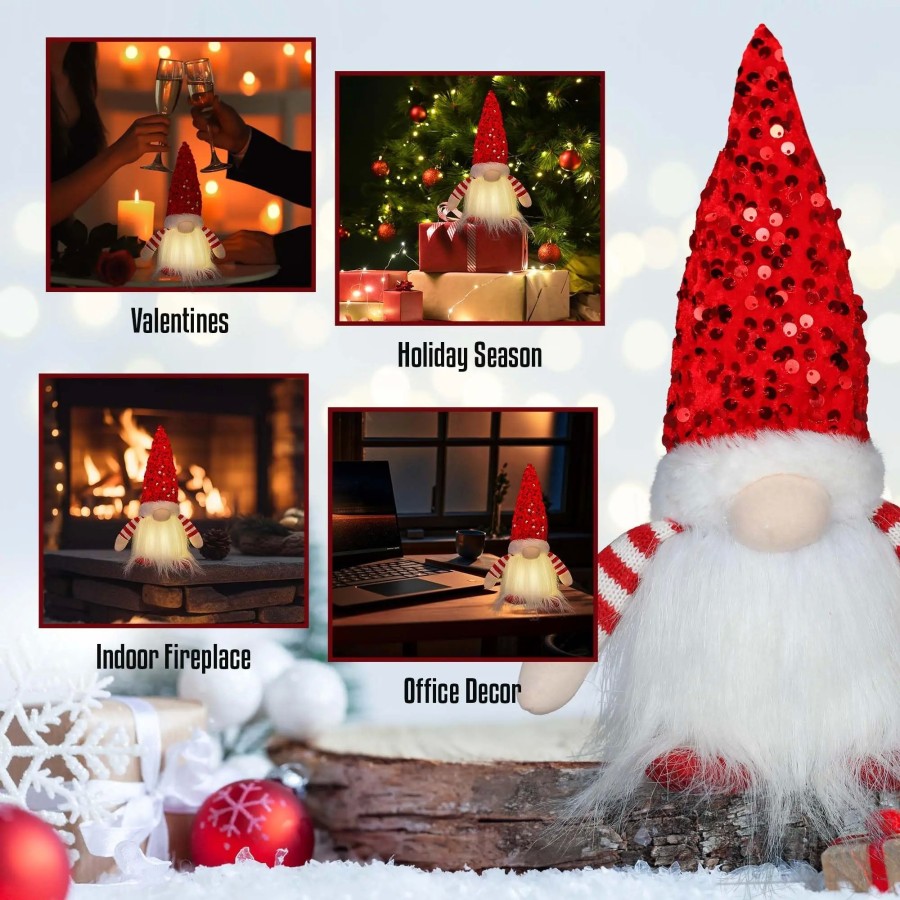 Muñeca de lentejuelas de Gnomo sin rostro, decoraciones navideñas, par