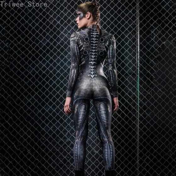Disfraz de Cosplay de Halloween para mujer, mono de esqueleto de Diabl