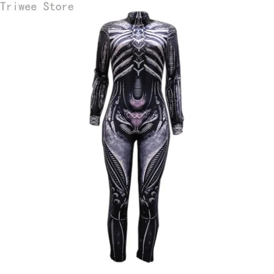 Disfraz de Cosplay de Halloween para mujer, mono de esqueleto de Diabl