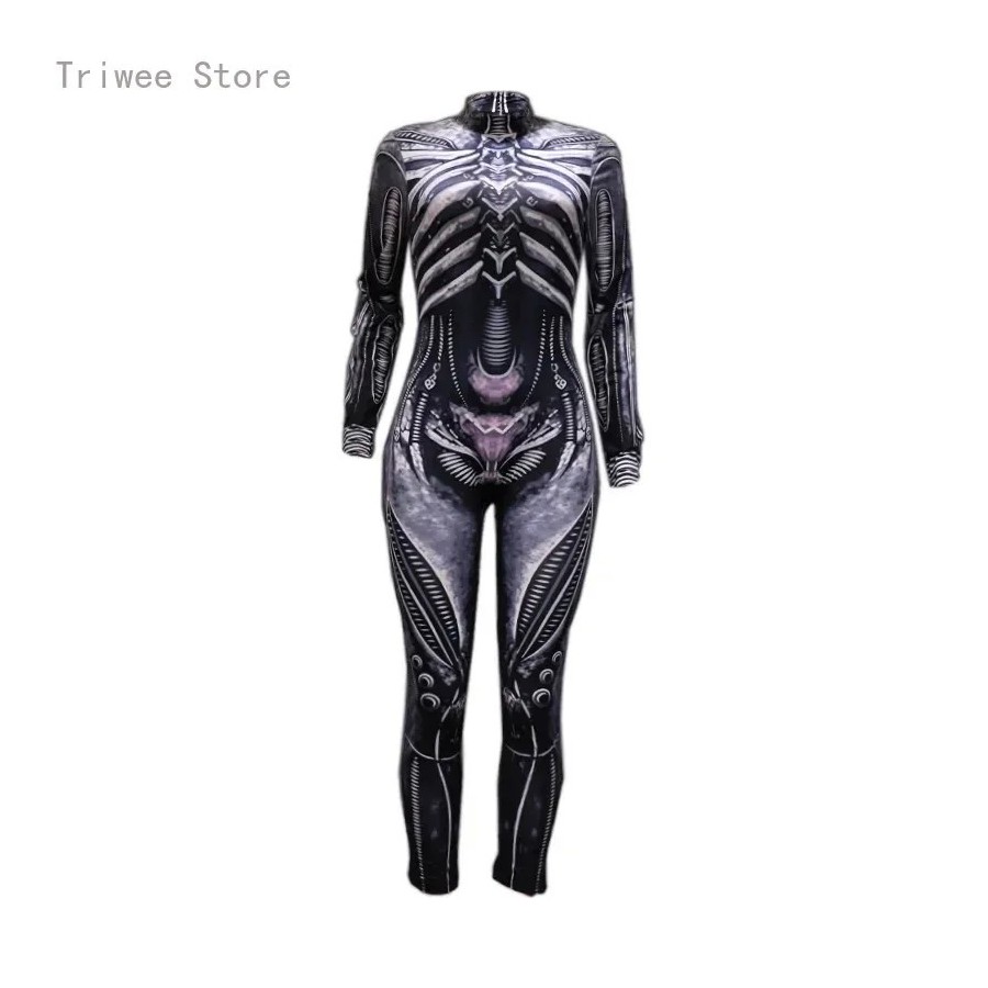 Disfraz de Cosplay de Halloween para mujer, mono de esqueleto de Diabl