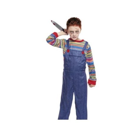 PlusHome - Disfraz de Niño infantil para Halloween Carnaval Fiesta Teatro Cumpleaño de Miedo y Terrorífico -MuñecoAsesino