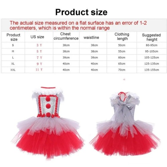 Conjunto de vestido de malla de Cosplay de payaso aterrador para Hallo