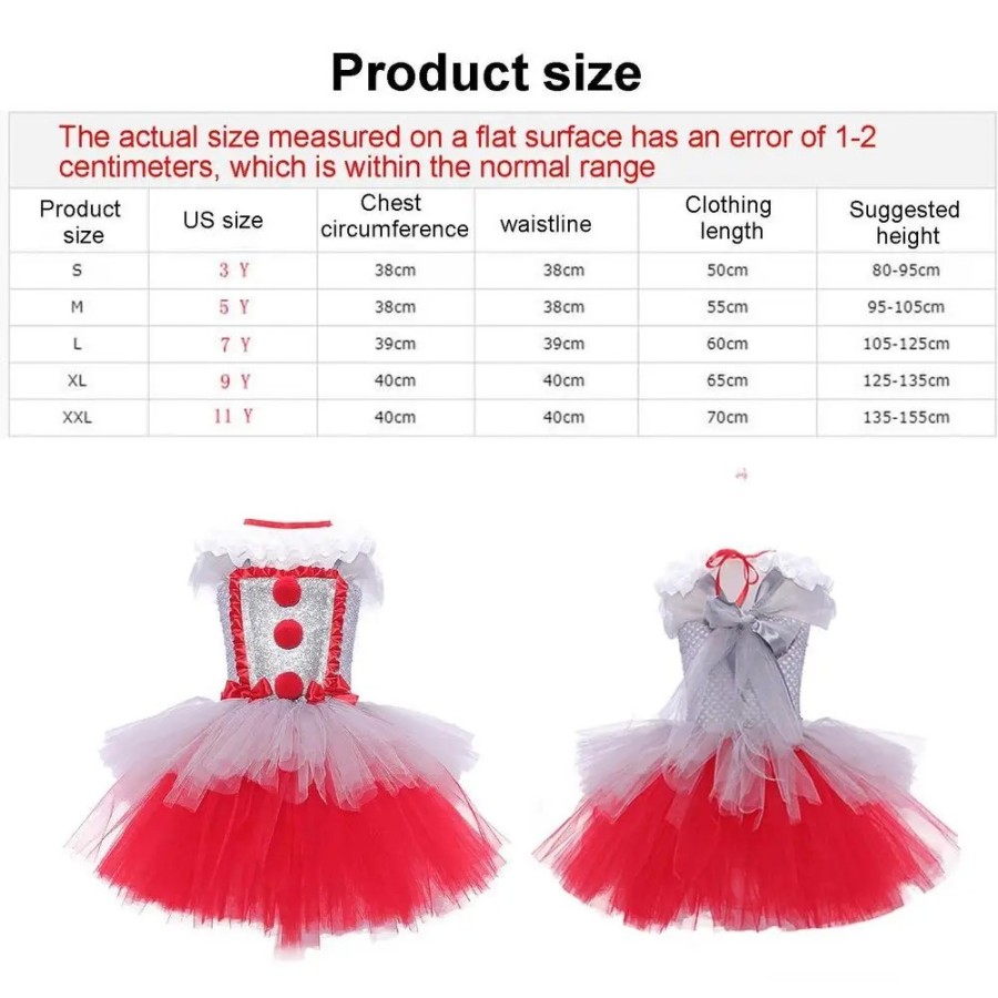 Conjunto de vestido de malla de Cosplay de payaso aterrador para Hallo