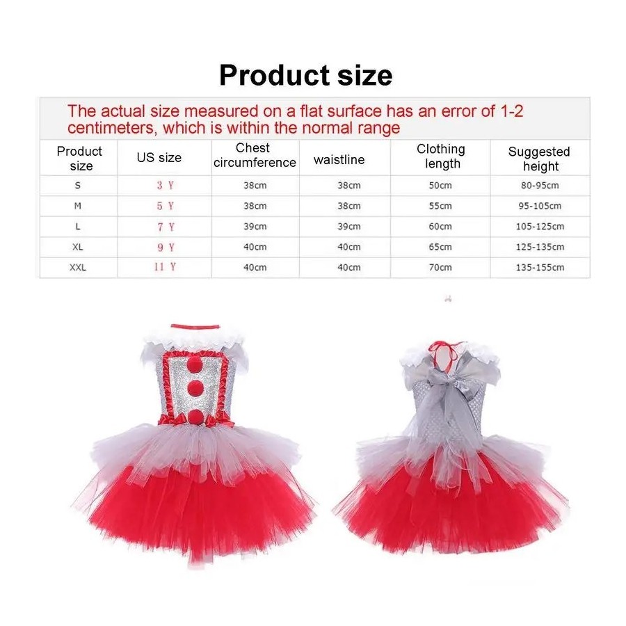 Conjunto de vestido de malla de Cosplay de payaso aterrador para Hallo