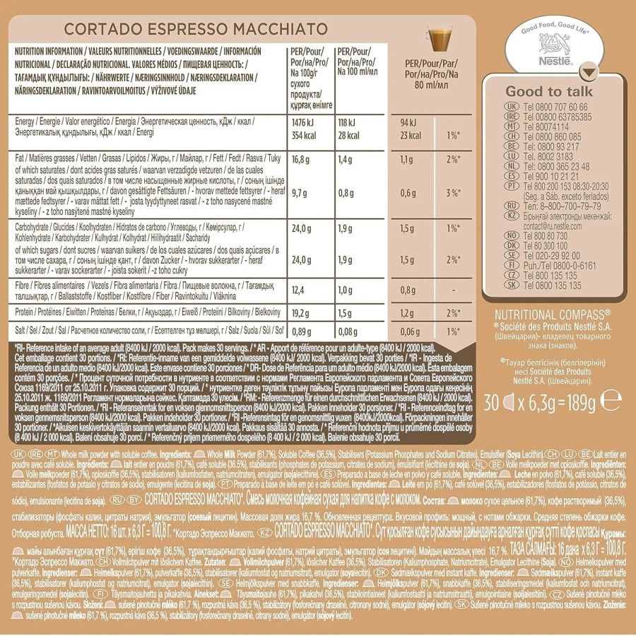 NESCAFÉ Dolce Gusto Cortado - x6 pack de 16 cápsulas - Total: 96 cápsu