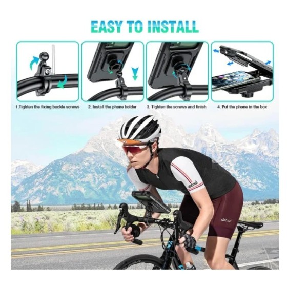 IPSDI Soporte Movil Moto Impermeable 360°Rotación Universal Soporte Mo