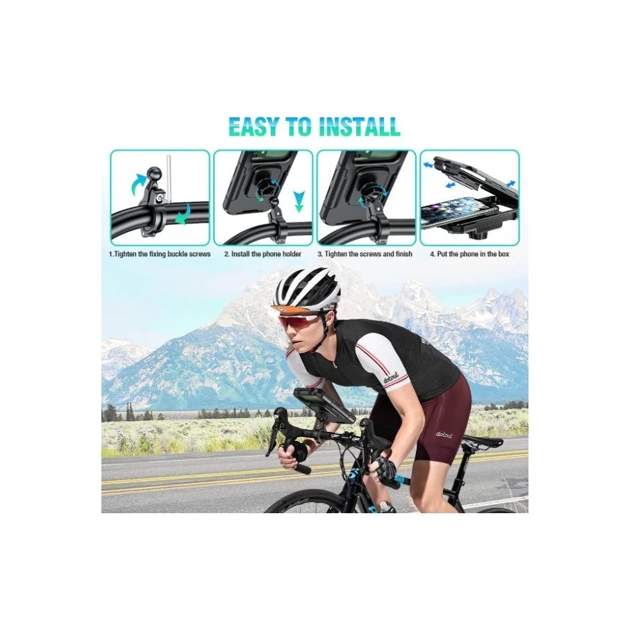 IPSDI Soporte Movil Moto Impermeable 360°Rotación Universal Soporte Mo