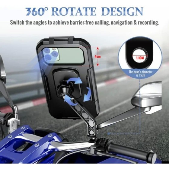 IPSDI Soporte Movil Moto Impermeable 360°Rotación Universal Soporte Mo