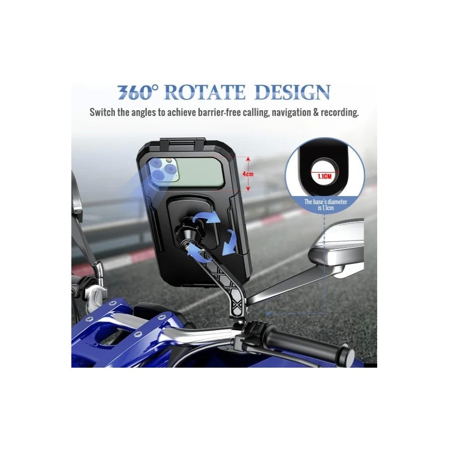 IPSDI Soporte Movil Moto Impermeable 360°Rotación Universal Soporte Mo