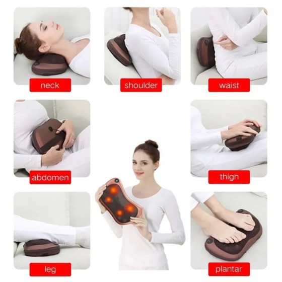 Cojín de Masaje Eléctrico Almohada de Masaje con función de calentamie
